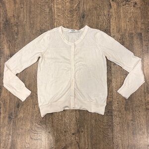JustFab Off-White Knit Cardigan. 55% Cotton.